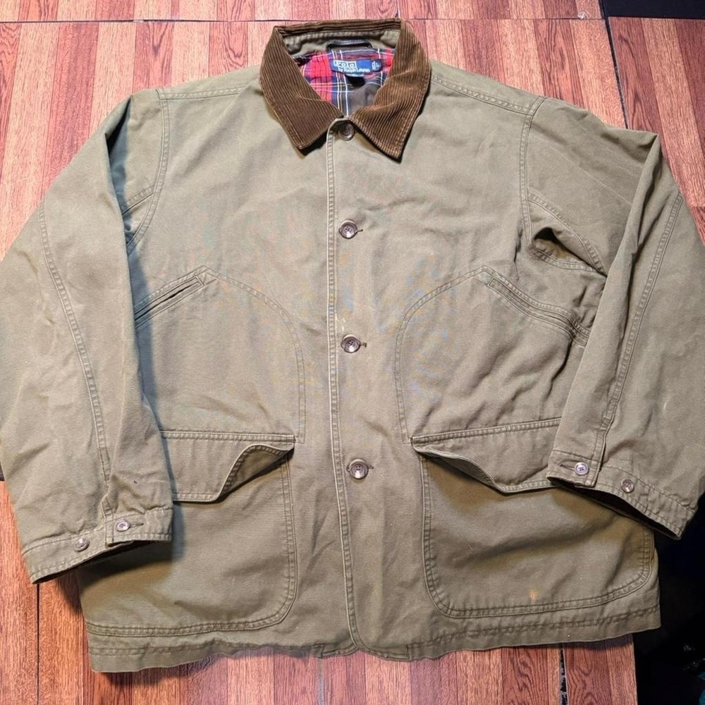 Polo Ralph Lauren Vtg 90's Rare Plaid Hunting Field Utility Jacket Large